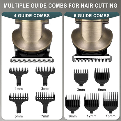Hatteker Beard Trimmer Kit Professional Hair Clipper Zero Gapped T-Blade Electric Razor Shaver for Nose Ear Body Face Mustache Trimmer for Men Cordless Grooming Kit Waterproof 8 in 1