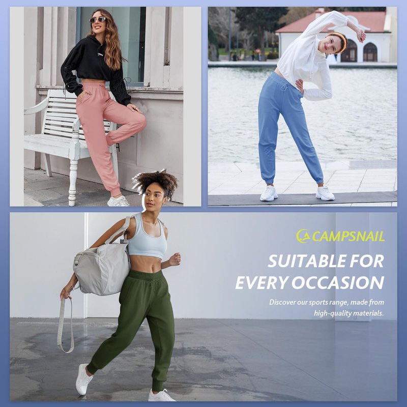 CAMPSNAIL 4 Pack Joggers for Women - Sweatpants with Pockets Lightweight Comfy Yoga Pants for Workout Travel Lounge