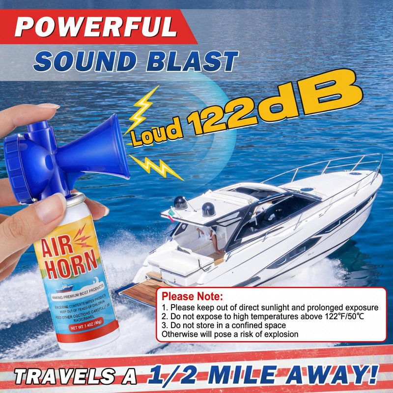 ElectricWise 2 Pack 1.4oz Mini Air Horn, 122DB Very Loud Air Horns Can, Marine Boat Horns for Safety, Meet Coast Guard, Fog Blow Horn Boat Accessories, Ideal for Boating, Camping, Hiking