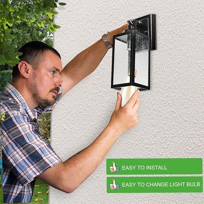 2-Pack 14'' Dusk to Dawn Outdoor Wall Light Fixtures, Exterior Lighting Fixtures Wall Mount, Waterproof Porch Lights Outdoor Wall Sconces Lanterns, Black Outside Lights for House Front Door Garage