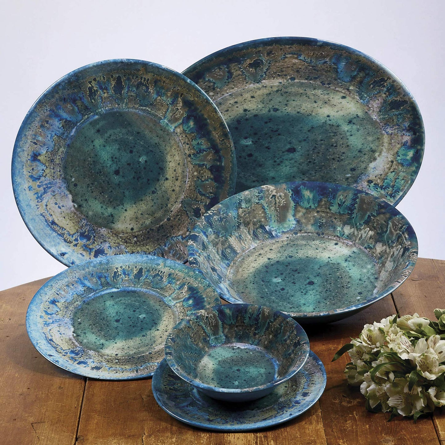 Certified International Radiance Teal Melamine 11" Dinner Plate, Large, Multicolor, Set of 6