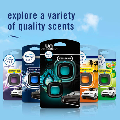 Febreze Unstopables Car Odor-Fighting Car Freshener Vent Clip Fresh Scent, .07 oz. Car Vent Clip, Pack of 4 (Packaging may vary)
