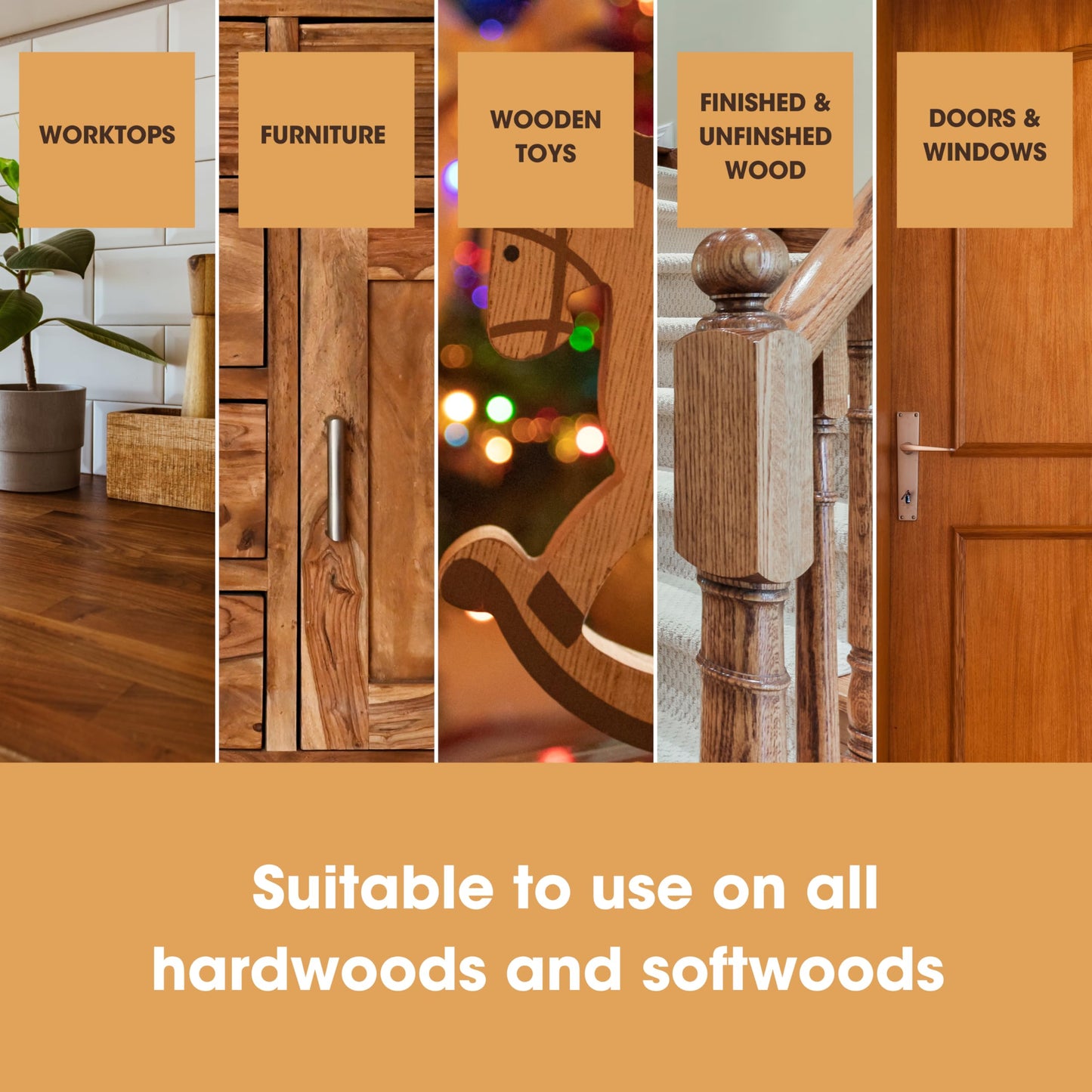 Furniture Clinic Natural Wood Wax & Polish - Beeswax Polish for Wood With Added Orange Oil & Carnauba Wax - Clear Finish for Finished & Unfinished Wood - Polish For Furniture & More - 250ml