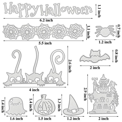 9 Pieces Halloween Cutting Dies Set Pumpkin Skull House Shape Template Metal Cutting Stencils for Halloween Scrapbook Card Making DIY Crafts Favors