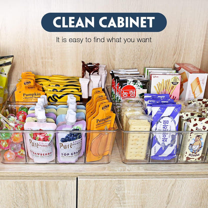 Batoto Pantry Organization and Storage Bins, Refrigerator Organizer Bins – Clear, Kitchen Organization and Storage with Dividers (2 Pack)
