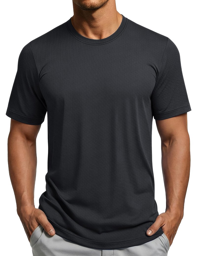 MAGCOMSEN Mens Workout Shirts Dry Fit Short Sleeve Shirt Athletic Running Gym Tshirt Cooling Performance Crew Neck T-Shirt Black XL