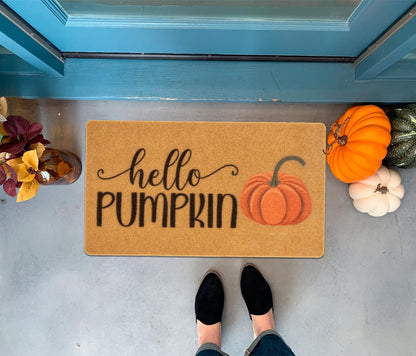 Mealah Hello-Pumpkin-Welcome-Doormat for Outdoor-Entrance - Non-Slip-Coir-Fall-Welcome-Door-Mat Harvest-Festival Front-Door-Mat 17 x 29 Inch
