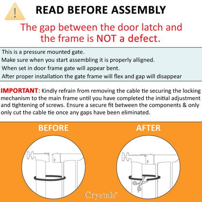 Crystals Stair Gate No Drilling Screws, Baby of Width 75 cm to 85 cm, 10 Extension Gates for Baby, Dogs, Safety Kids, Auto Close with 90° Two Way Opening, White, Grey