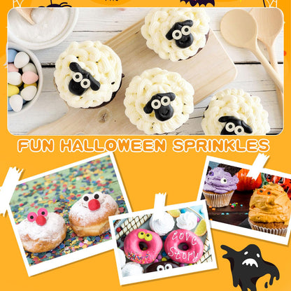 Edible Eyes, Colours Candy Small Eyes, Candy Eyeballs, Eyeball Sprinkles Cupcake Toppers, Baking, Ice Cream，Biscuits, Halloween Christmas Party Supplies 3 Oz.