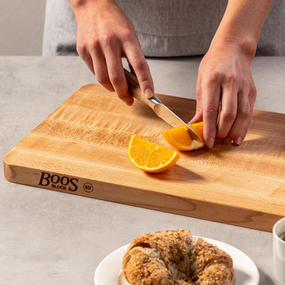 John Boos Chop-N-Slice Series Rectangular Wooden Maple Cutting Board 16”x10” – 1” Thick, 4.5-lb Reversible Butcher Block with Eased Corners, Edge-Grain & Finger Grips – Made in the USA