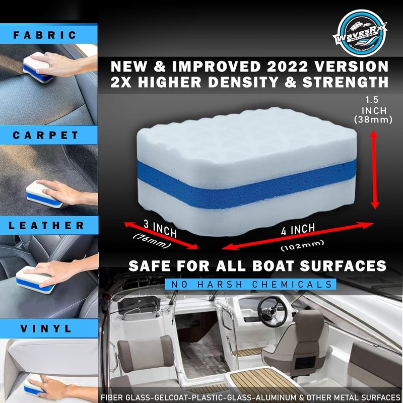 Marine Scuff & Dirt Eraser Sponges - Magic Cleaning Pads for Boats, Jet Skis & PWCs | Effortlessly Remove Deck Marks & Grease