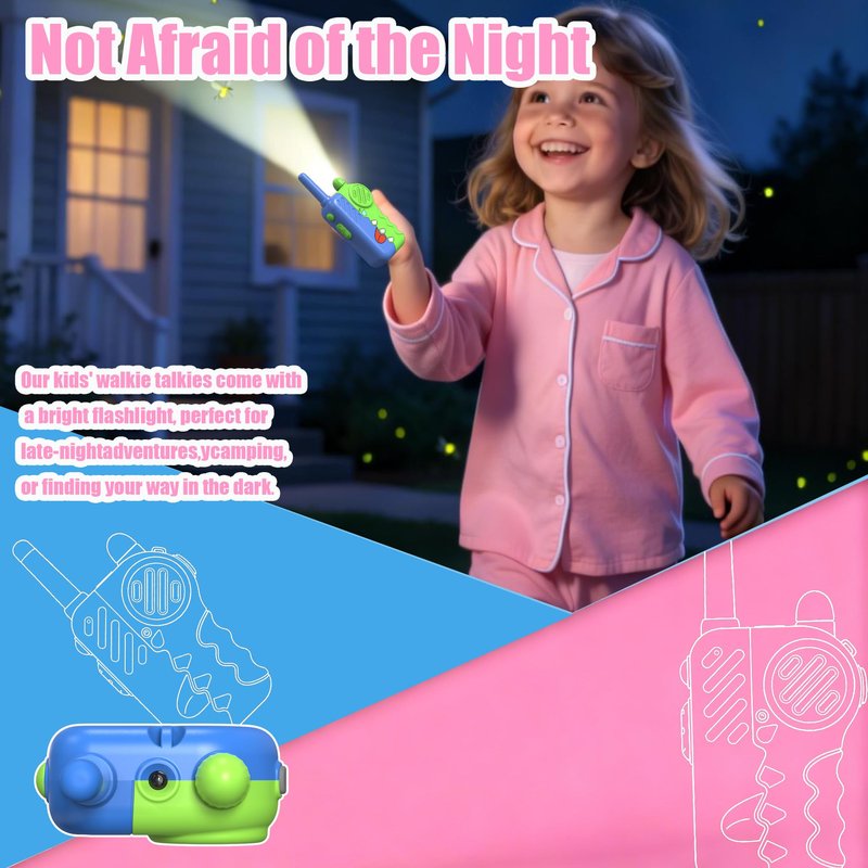 Gaswei W1 Walkie Talkies for Kids, Toys for 3-12 Years Old Girls Boys,Single Channel Kids Walkie Talkies with Flashlight Lanyard - 1000ft Long Range for Outdoor/Camping/Hiking (2-Pack)