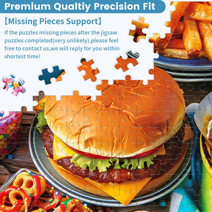 500 Piece Puzzle for Adults, Hamburger Jigsaw Puzzles, Youths Favorite Foods Puzzles 500 Pieces, Birthday and Barious Holiday Party for Family Kids and Adults, Funny Puzzle for Adults, 20.5x15 in