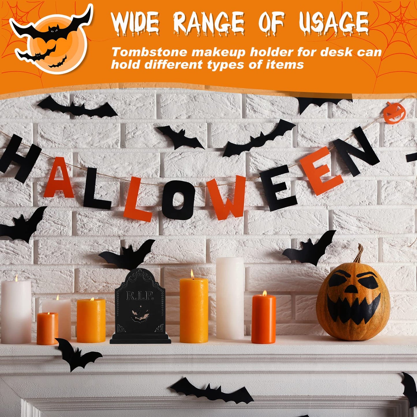 Gueevin Tombstone Gothic Pen Holder Coffin Makeup Brush Holder Utensil Goth Toothbrush Spooky Bathroom Decor Office Pencil Organizer for Desk Christmas Decor Goth Gifts Vanity Accessories