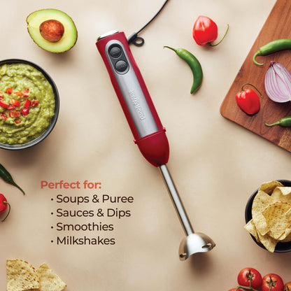 Powerful Immersion Blender, Electric Hand Blender 500 Watt with Turbo Mode, Detachable Base. Handheld Kitchen Gadget Blender Stick for Soup, Smoothie, Puree, Baby Food, 304 Stainless Steel Blades