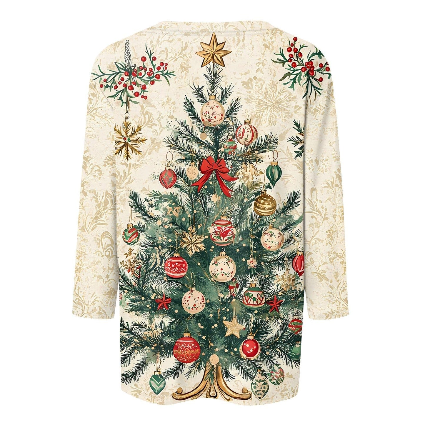 Christmas Shirts for Women 3/4 Length Sleeve Tops - Funny Christmas 2025 Crew Neck Holiday Tshirts - Plus Size Xams Tree Printed Fitted Tunic Tops Winter Clothing Khaki,L 26