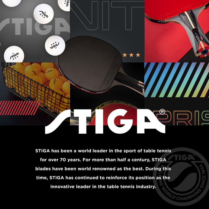 STIGA Pro Carbon Performance-Level Ping Pong Paddle with Carbon Fiber Blade and Extreme Spin for Tournament Play - Red and Blue Colors