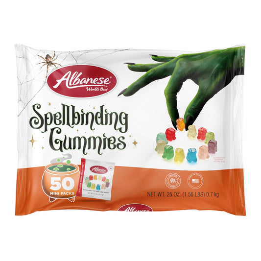 Albanese World's Best, Halloween 12 Flavor Gummi Bear Cubs®, 50-0.5oz Trick or Treat Bags of Halloween Candy