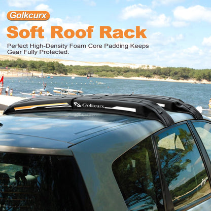 Golkcurx Universal Soft Roof Rack Pads for Kayak,Surfboard, SUP, Canoe, Snowboard with15FT Tie-Down Straps*2 and Storage Bag*1 (Black)