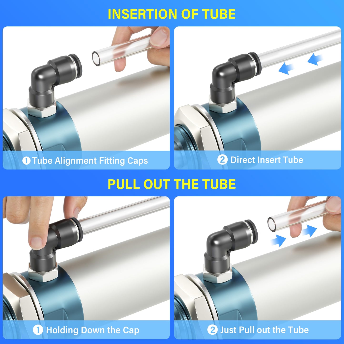 TAILONZ PNEUMATIC Elbow and Straight Combination 1/4 Inch Tube OD x 1/4 Inch NPT Thread Push to Connect Fittings PC-1/4-N2+PL-1/4-N2(Pack of 12)