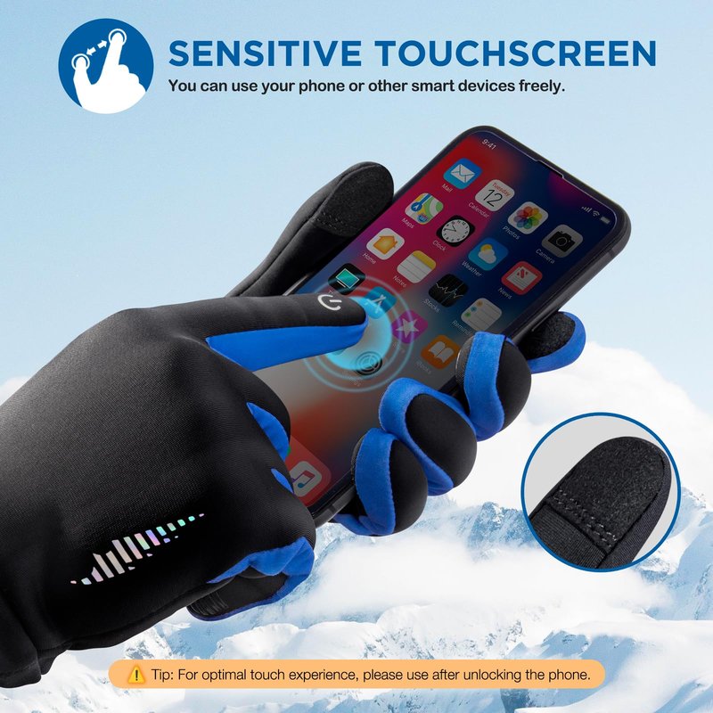SIMARI Kids Winter Gloves with Touchscreen, Water-Resistant, Warm Thermal, Windproof for Boys Girls Toddler, Gloves for Cold Weather Cycling Running Snow Ski Football Soccer Hiking Camping (Blue S)