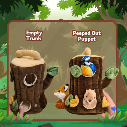 The Puppet Company Hideaway Tree House – Soft Plush Finger Puppets for Toddlers and Babies – Interactive Toy Set for Storytelling, Learning, Imagination, Roleplay and Fun Games