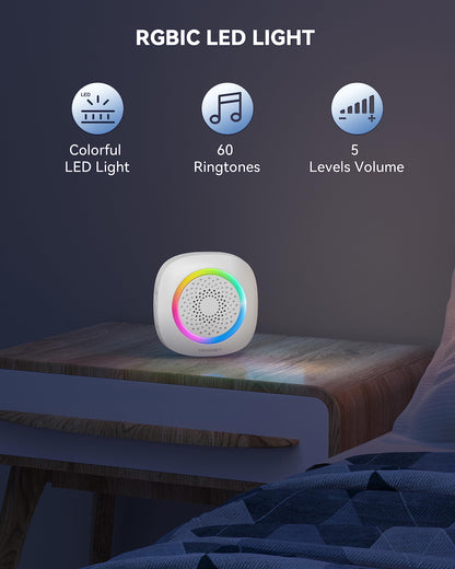 TECKNET Plug-in Wireless Doorbell with RGB Lighting & 1300 Feet Range,IP66 Waterproof Doorbell for Home/Classroom/Office/Business,60 Chimes,5-Level Volume,4.5-Year Battery Life(White)