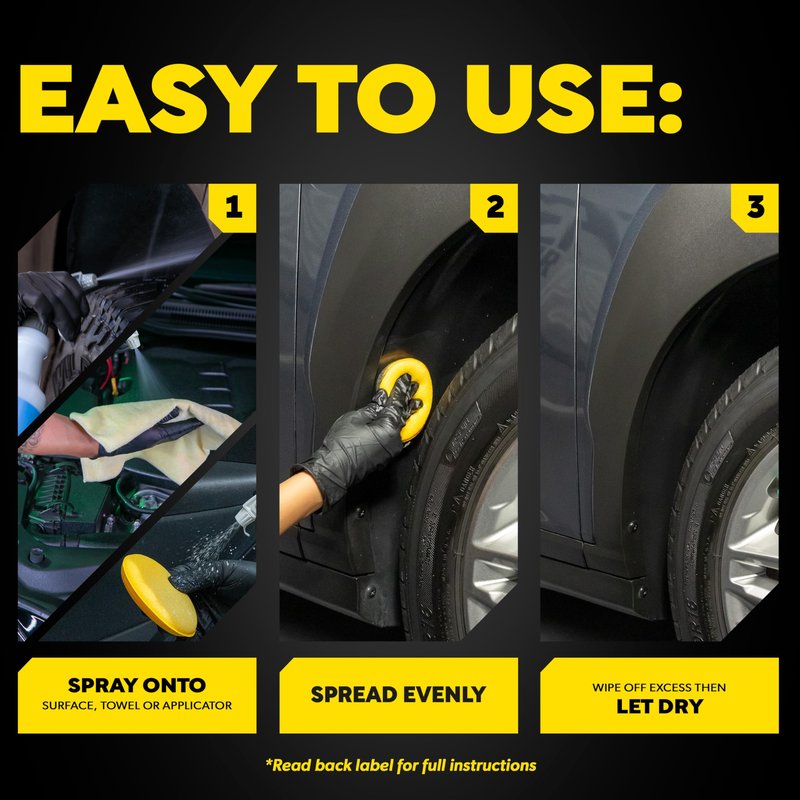 Meguiar's Hyper Dressing, 1 Gallon, Trim Shine For Drivers & Detailers— Car Wash Soap Restores Gloss And Deep Black Look; Use On Plastic And Rubber Trim, Tires, Bumpers And Wheel Wells