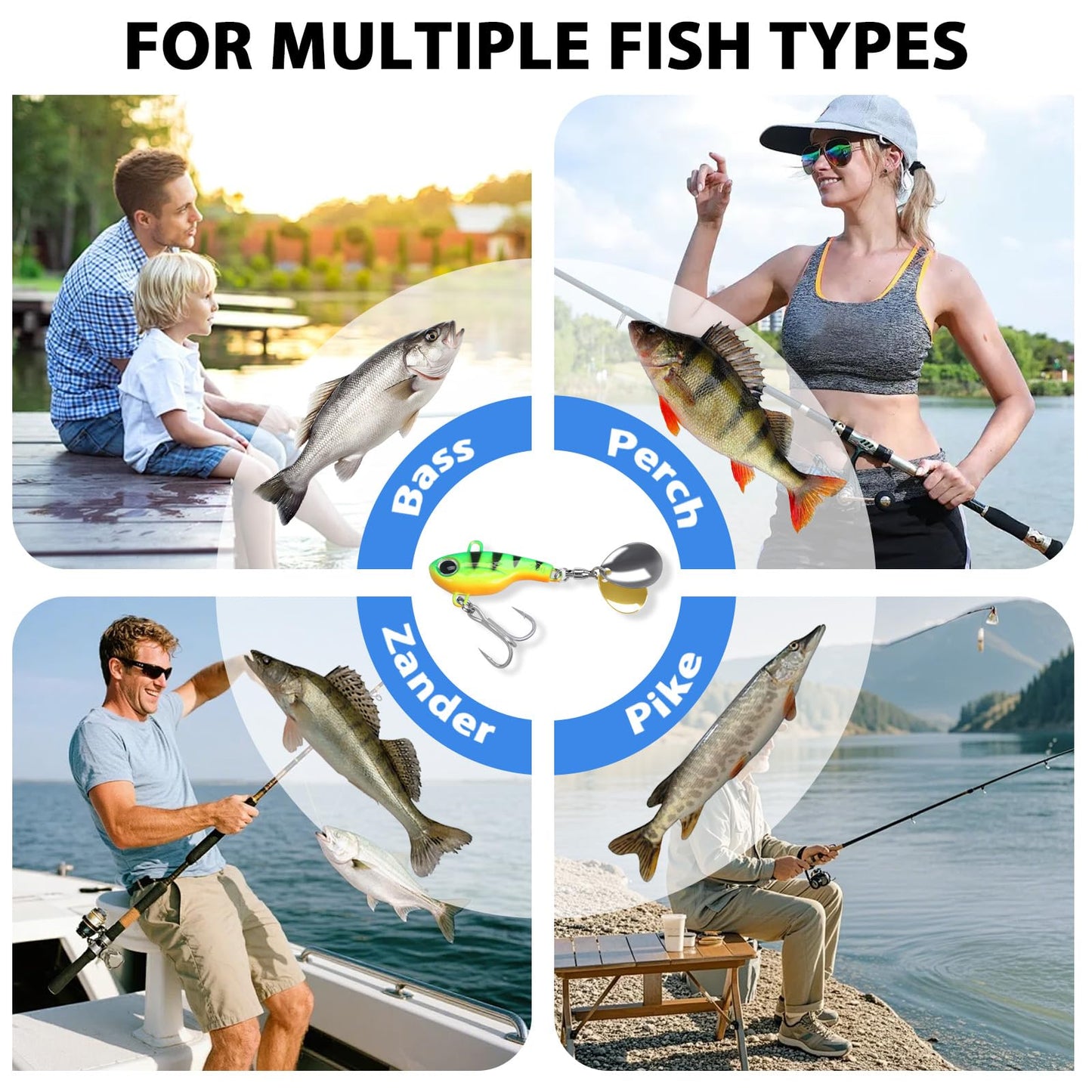 Spinner Baits for Bass Fishing, 20g Multi-Color Options with 3D Eyes & Rotating Blades Fishing Spinners, Freshwater Saltwater Bass Fishing Lures for Trout Walleye Crappie Pike
