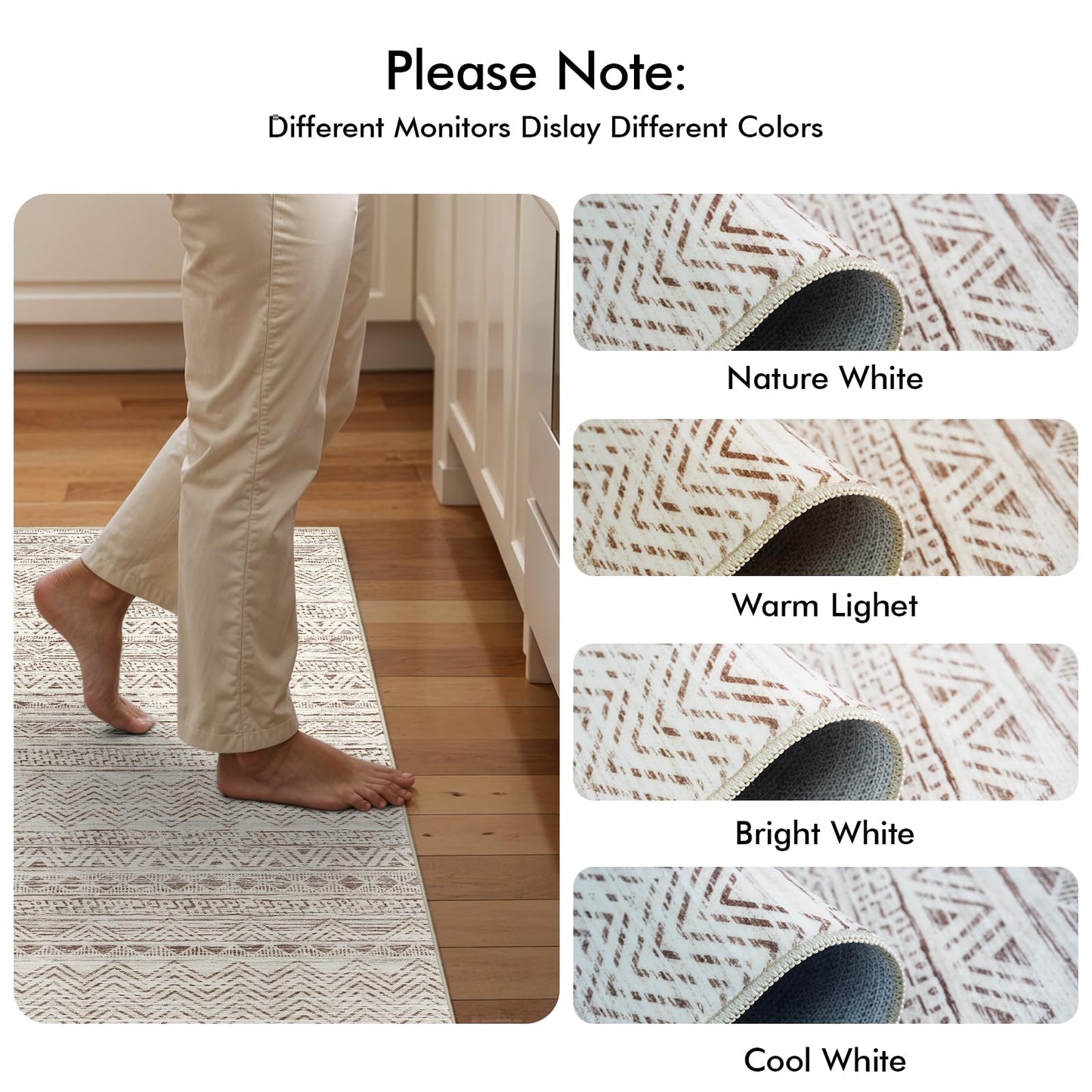 Ksrau 2x5 Hallway Runner Rug - Moroccan Non Slip Long Rug for Entryway Soft Low-Pile Washable Neutral Rugs for Kitchen Small Waterproof Indoor Floor Carpet for Bedroom Bathroom Laundry 2x5 Beige