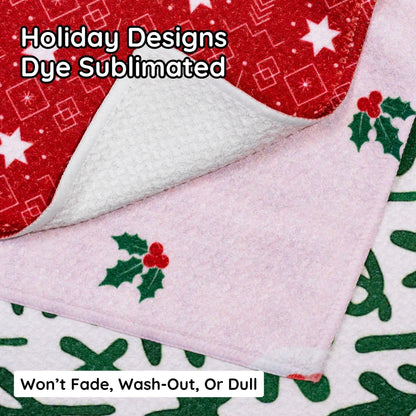Christmas Kitchen Towels Set of 3 Ho Ho Ho – Microfiber Waffle Weave Dish Towels 16x24, Super Absorbent & Lint-Free Holiday Kitchen Towels for Drying, Cleaning & Christmas Décor