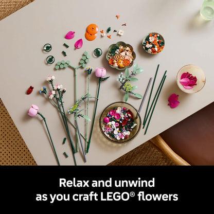 LEGO Botanicals Pretty Pink Flower Bouquet Building Set for Adults - Gifts for Valentines Day for Her- Artificial Flowers for Decor or Table Display - 10342