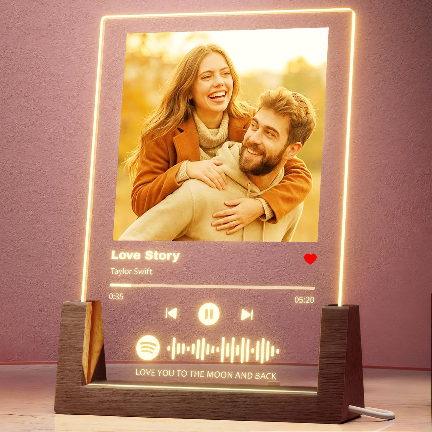 iDIY Custom Picture Frame with Photo - Personalized Spotify Music Song Plaque - Customized Valentines Day Gift for Boyfriend Girlfriend Couple - Anniversary Birthday Gifts for Him Her