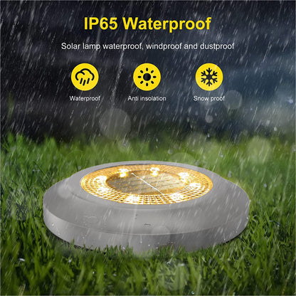 ZFITEI 8 Pack Solar Ground Lights Outdoor,8 LED Solar Garden Lights with 600mAh Battery & 8H Runtime for Lawn,Pathway（Warm White ）