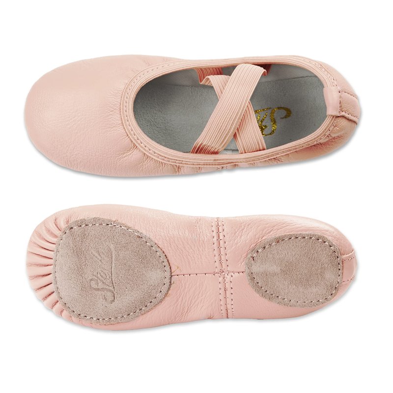 Stelle Ballet Shoes for Girls Dance Slippers Genuine Leather Ballerina Shoes for Toddler/Little Kid/Big Kid(10MT, Ballet Pink No-tie)