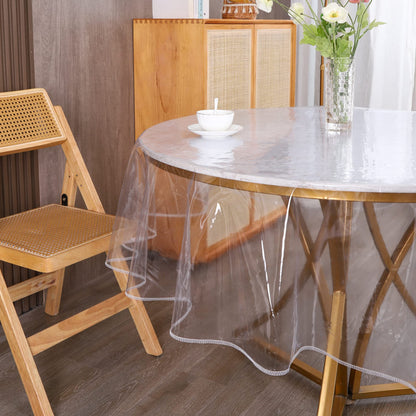 Clear Round Plastic Tablecloth Protector Waterproof Oil-Proof PVC Table Cloth Stain-Resistant Wipeable Table Cover for Round Table