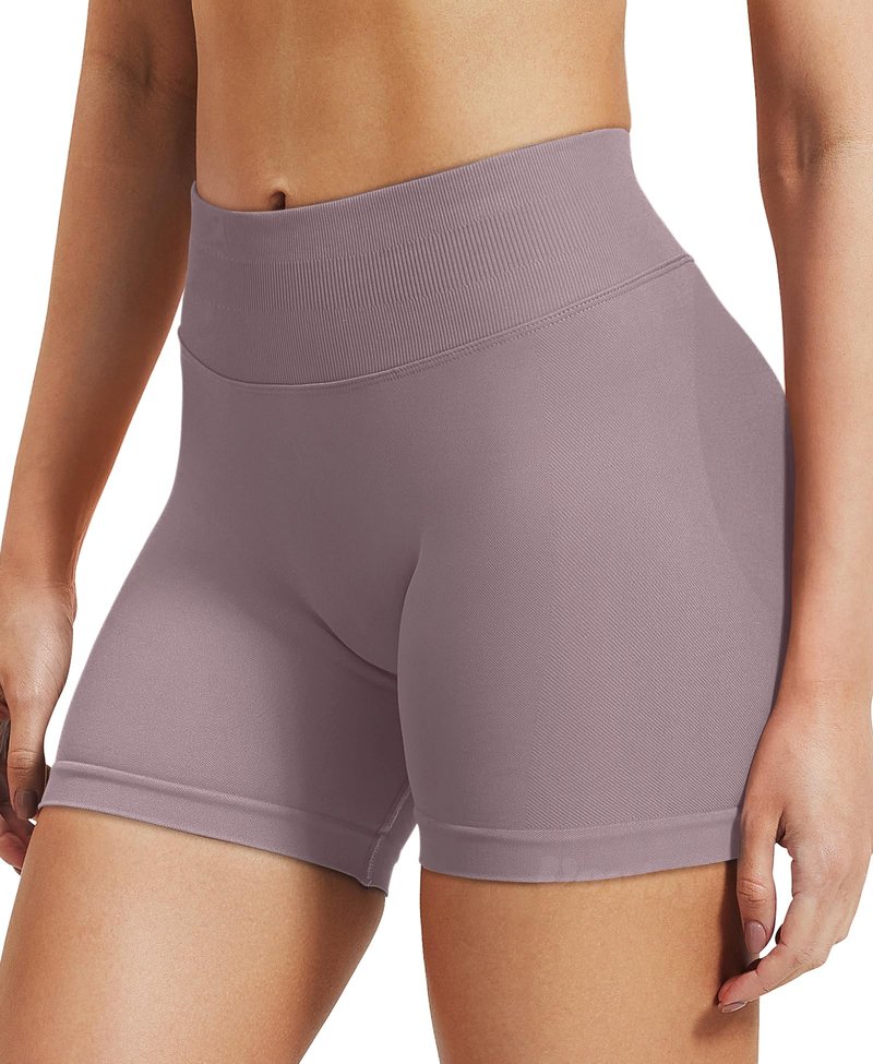VOYJOY Women Workout Impact Shorts 2.5"/ 3.6"/ 4.5"/ 6" Scrunch Butt Lifting Gym Seamless Booty Biker Shorts Mocha