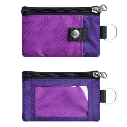 CHENSPRX Minimalist RFID Blocking Small Wallet with ID Window,WaterResistant Zip Id Case Wallet with Lanyard Keychain for Cards,Cash,Travel,Women,Men (Violet+purple)