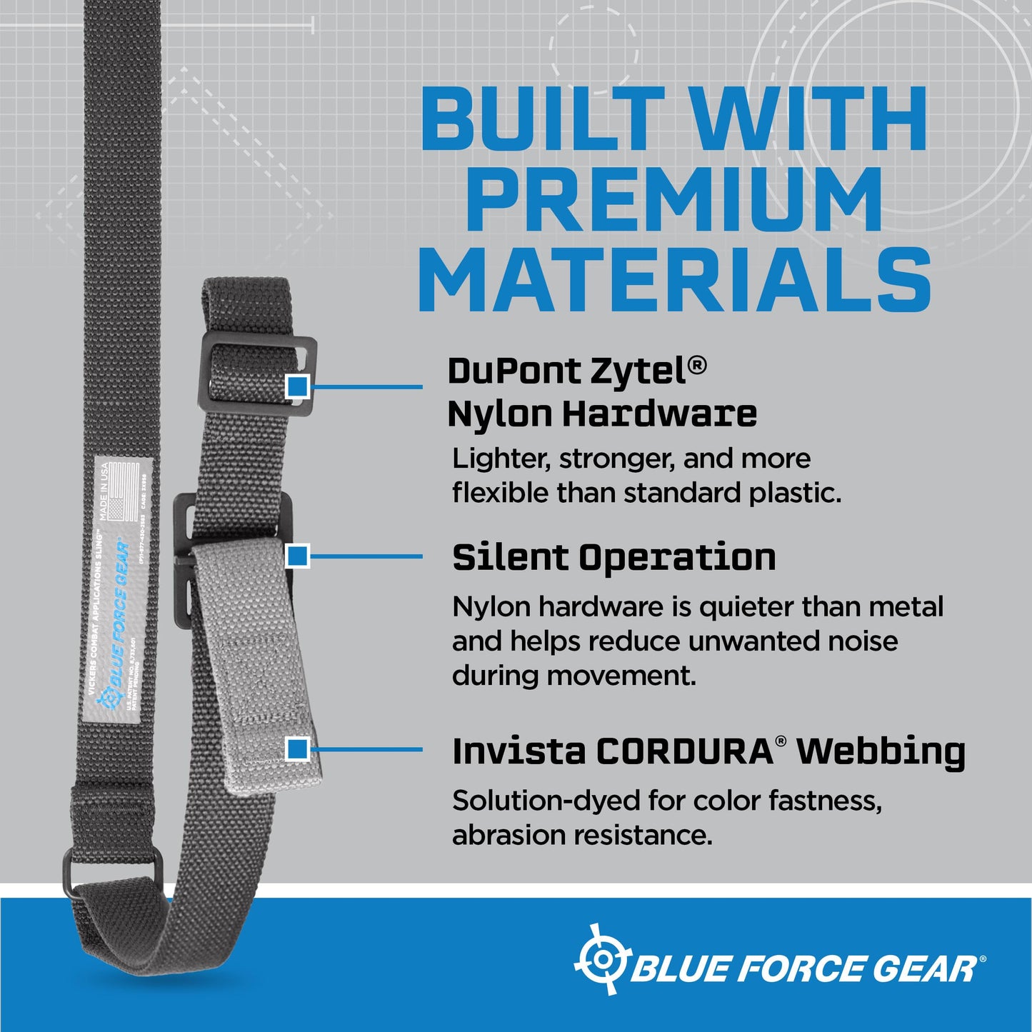 Blue Force Gear Vickers Sling, Patented 2-Point Adjustable, Black