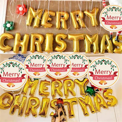Merry Christmas Banner, 16 Inch Gold Foil Mylar Helium Balloons Banner for Indoor Outdoor Office Christmas Party Decorations Supplies | Gold