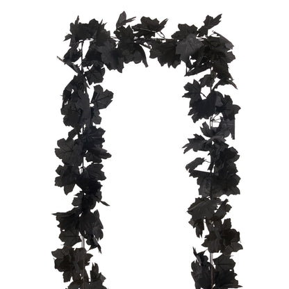 AWARDSEN 13 FT Black Garland Halloween 2pcs Artificial Black Maple Leaf Garlands Fall Leaves Vines for Autumn Thankgiving Halloween Decoration for Home