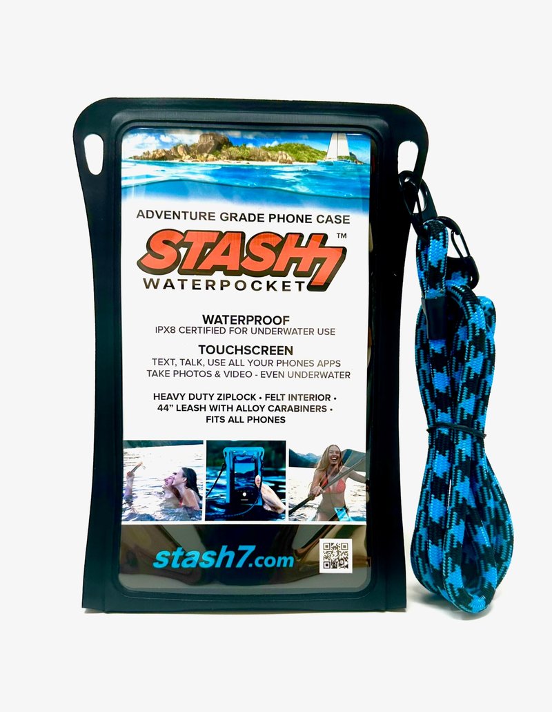 Stash7 Waterproof Phone Pouch w/Long Lanyard | IPX8 Adventure Grade Cellphone Dry Bag Case, Fits iPhone 15 Pro Max,14 Pro Max, 13 Pro Max, XS, XR, Galaxy S21, for Snorkeling, Kayaking, Cruise Black