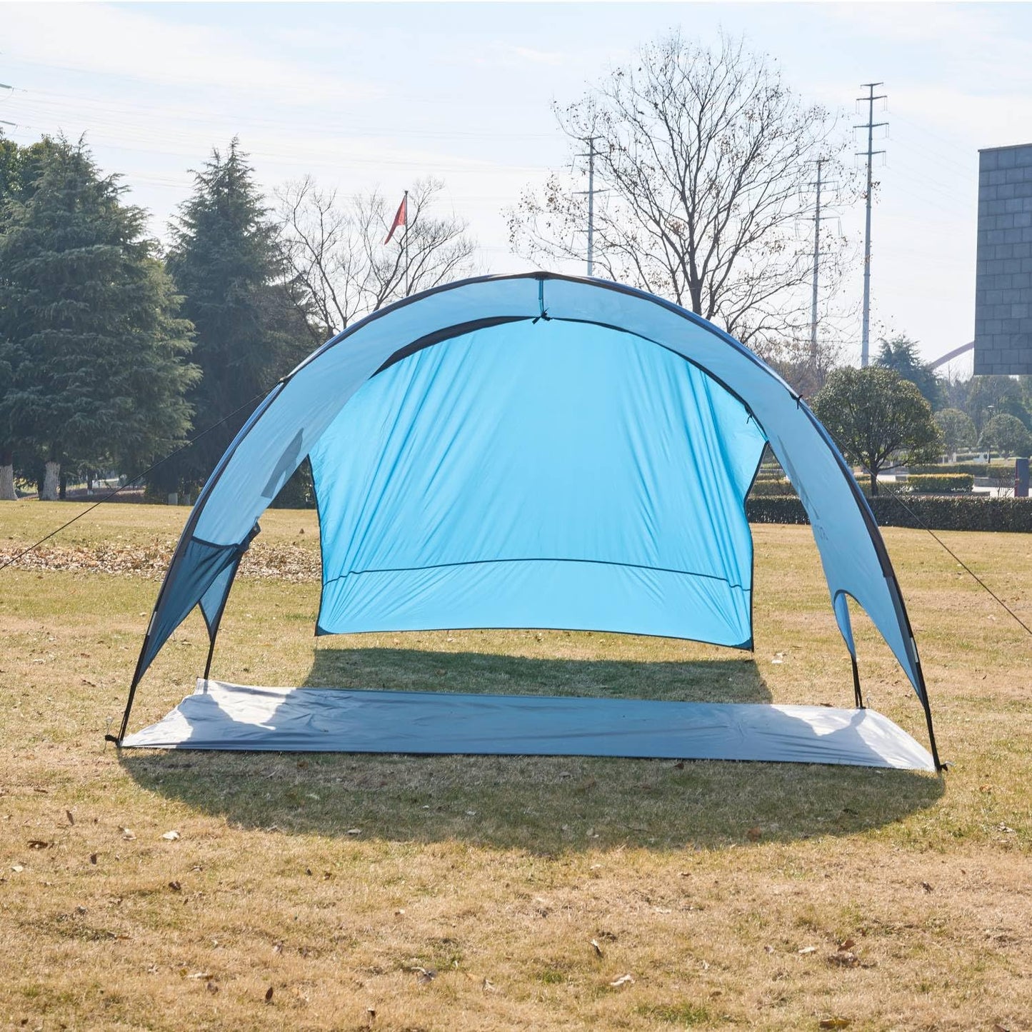 Beach Tent - Beach Shade Canopy Compact Fold (16.9x3.9″), Own Patent, 360° Ventilation, Large Side Storage Pocket, UV Protection Portable Sun Shelter for Beach (Blue, 106*65*61″ with 74.8*98.4″ sail)