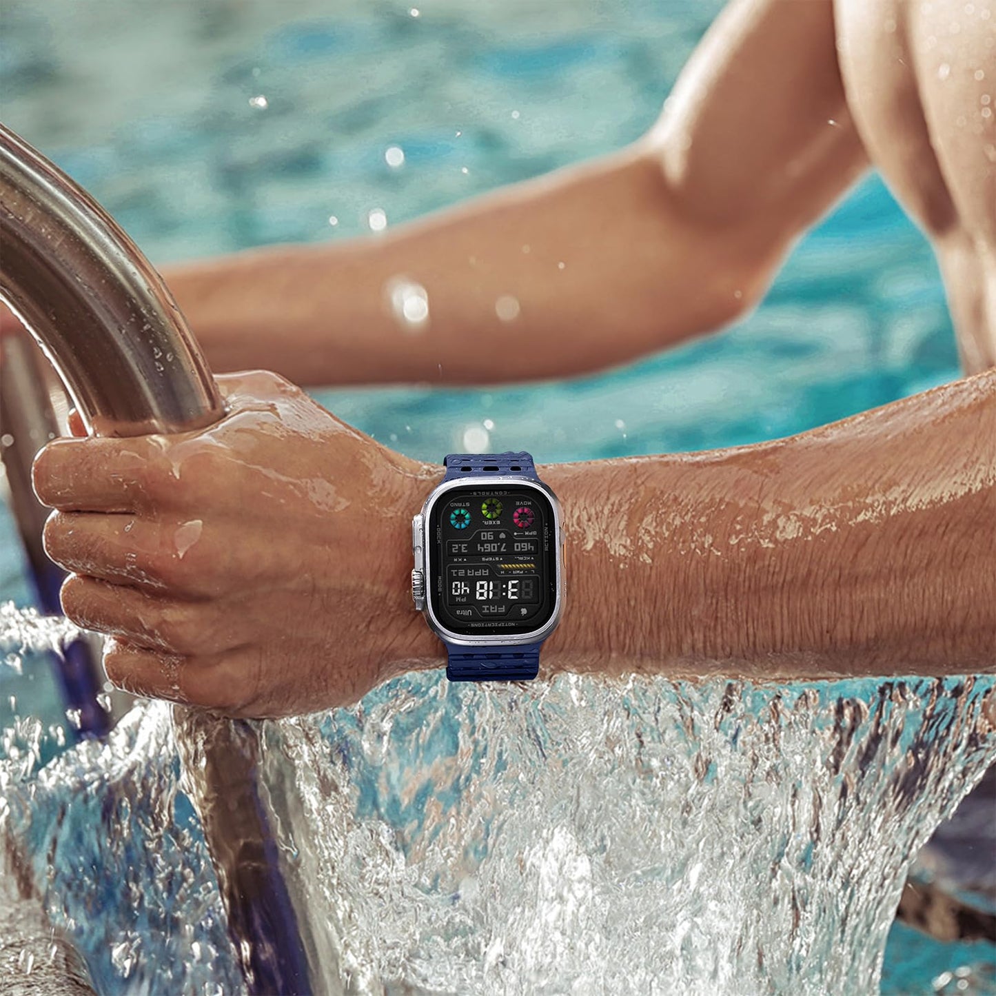 Bandletic Magnetic Strap Compatible with Apple Watch Strap 45mm 44mm 46mm 49mm 42mm, Soft Silicone Sport Band for Apple Watch Ultra 3/2/1/SE/iWatch Series 11 10 9 8 7 6 5 4 3 2 1 Women Men,Navyblue