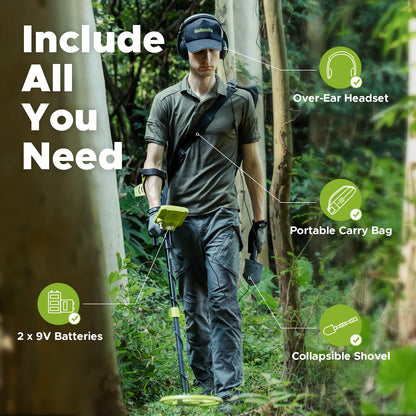 Hazlewolke Metal Detector for Adults, Rechargeable Battery for 20H Typical Use, 5 Professional Mode with Higher Accuracy 10” Waterproof Coil for Gold Detecting