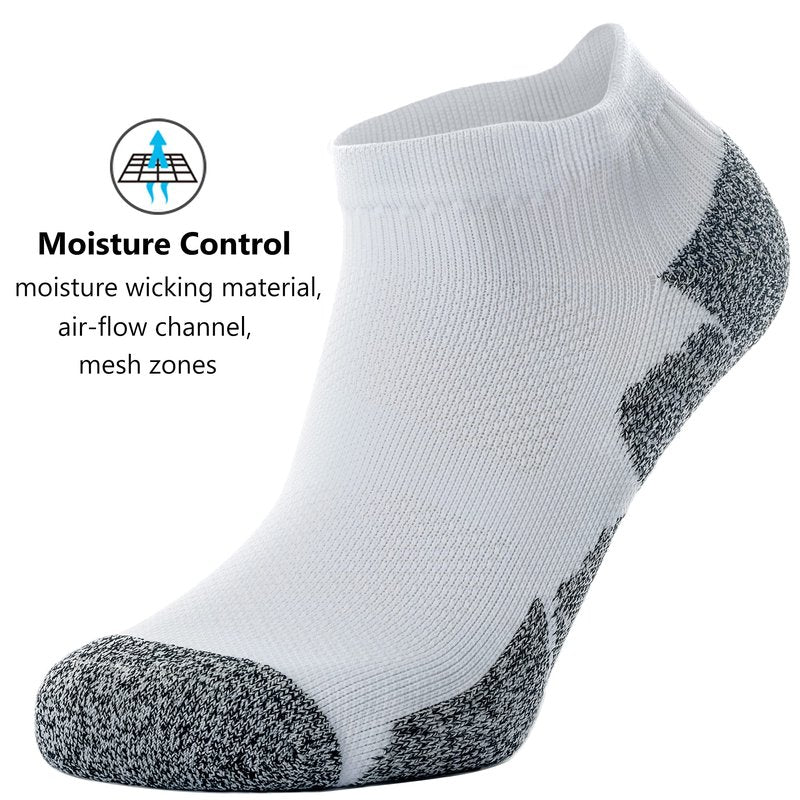 CWVLC Unisex Cushioned Compression Athletic Ankle Socks Multipack, 3-pairs White, L (10.5-13 W US/ 9-11.5 M US)