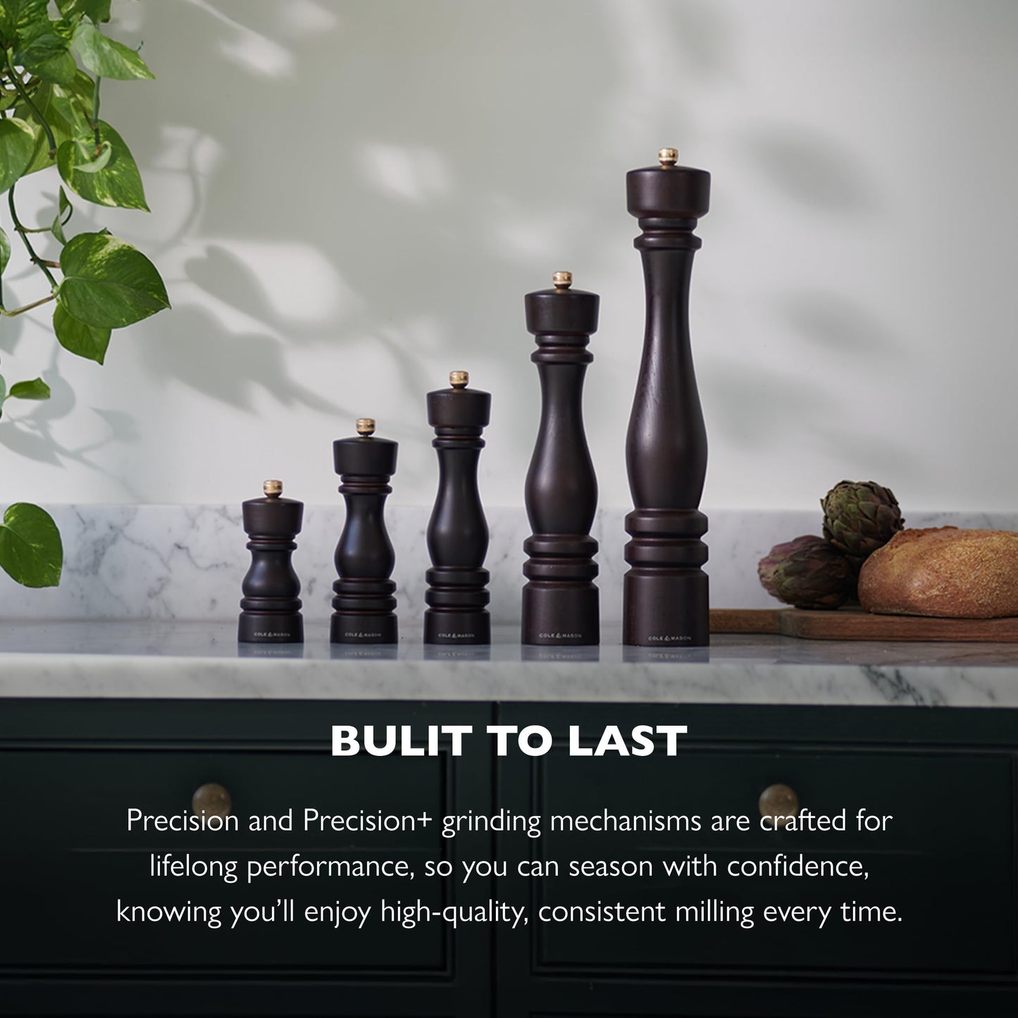 Cole & Mason London Refillable Spice Mill - Kitchen & Home Accessory - Salt and Pepper Grinder Set with Ceramic and Carbon Steel Mechanism - 7", Chocolate Wood
