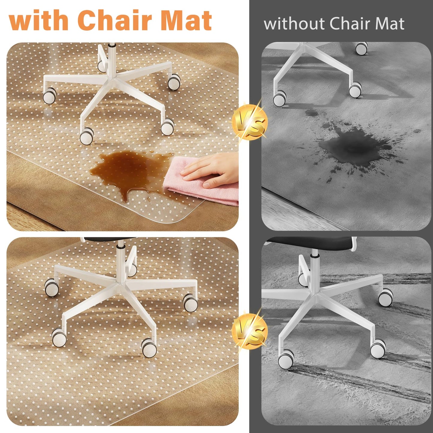 Office Chair Mat for Carpet, 36" x 48" Clear Desk Chair Mat with Lip, Heavy Duty Plastic Floor Protector for Low Pile Carpet, Smooth Easy Glide Under Desk for Office or Home