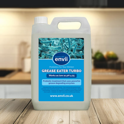 envii Grease Eater Turbo – Natural Enzyme Grease Trap Cleaner & Maintainer Treatment, Suitable for Use in All Kitchens Breaks Down Grease & Fats - 5L