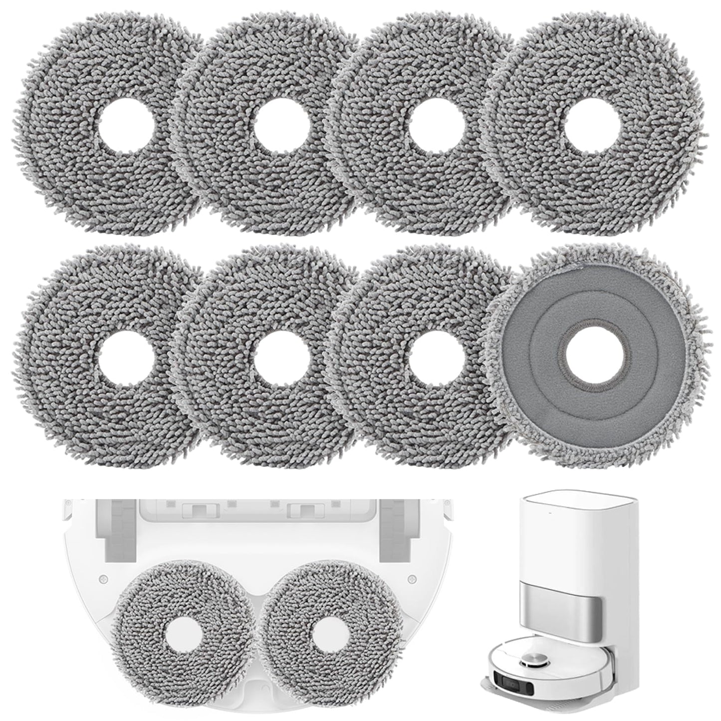 8pcs Mop Pads Compatible with Roborock Q Revo/Qrevo MaxV Robot Vacuum Cleaner, roborock mop pads, Spin Cleaning Pads Replacement Accessories